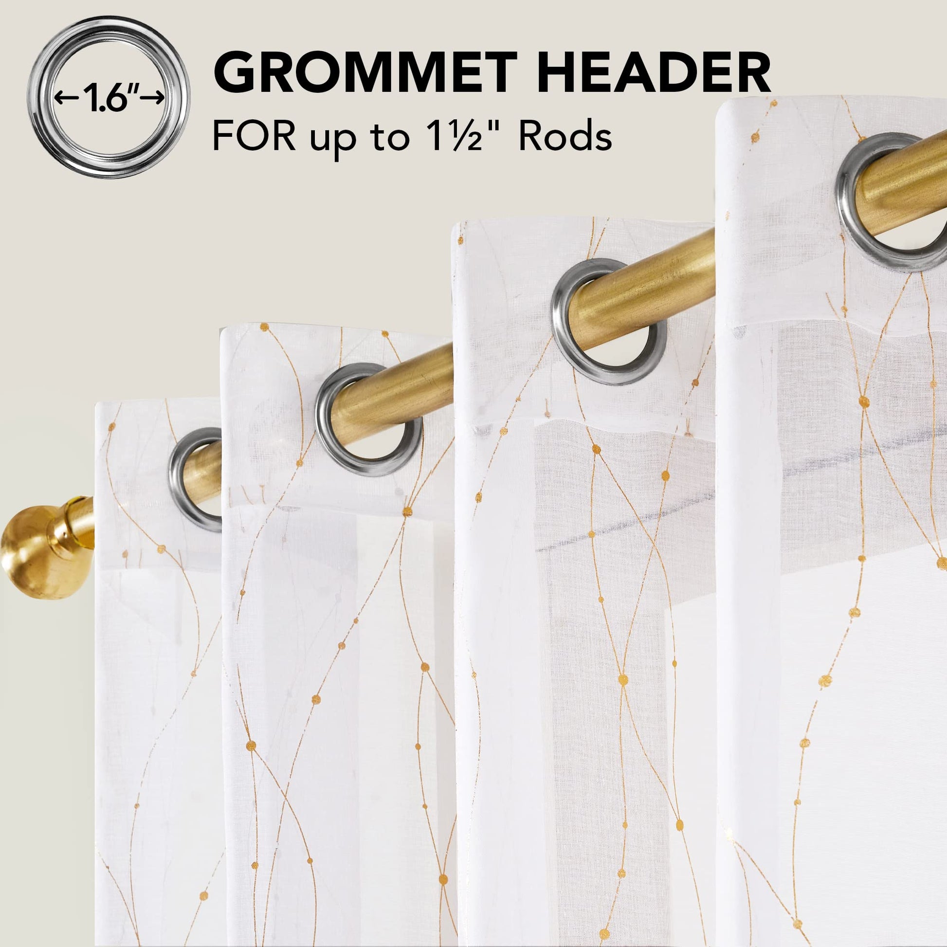 White & Gold/Grommet