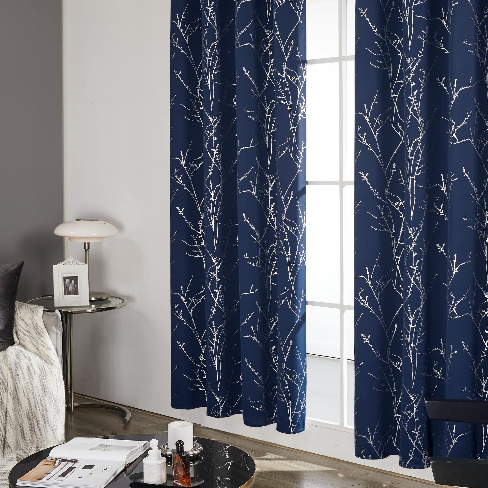 Navy Blue/Silver Tree Branch