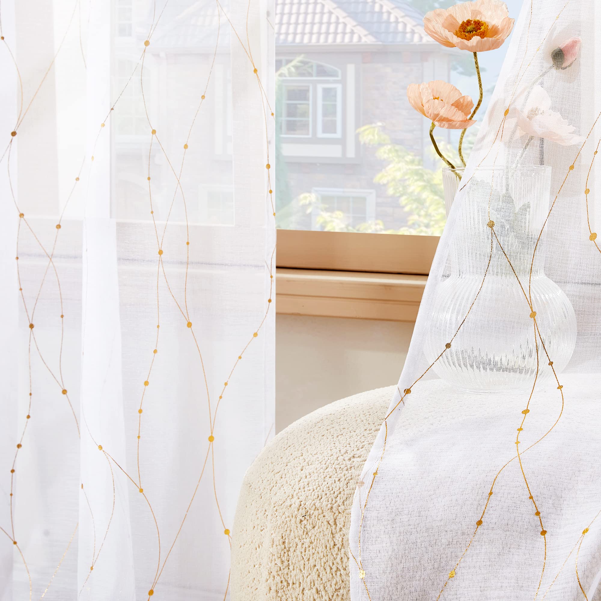 White & Gold/Grommet