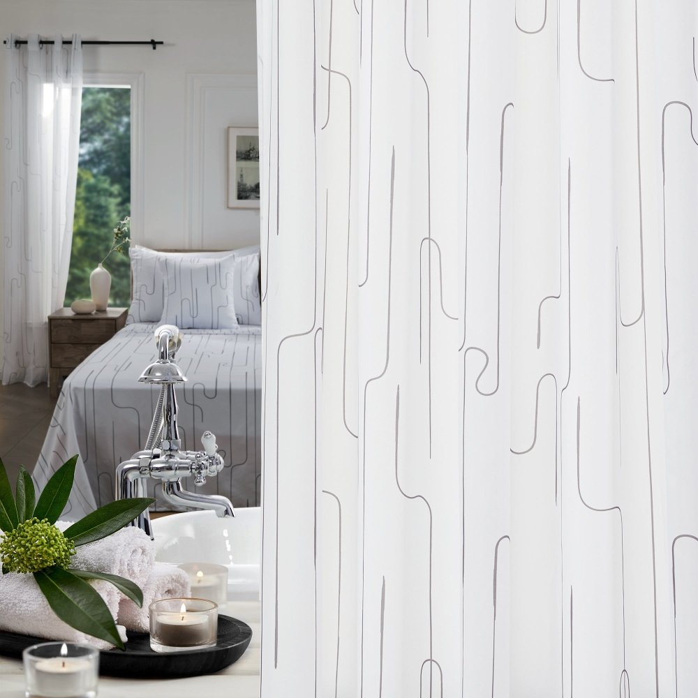 Pure Morning Haze Shower Curtains - Deconovo US